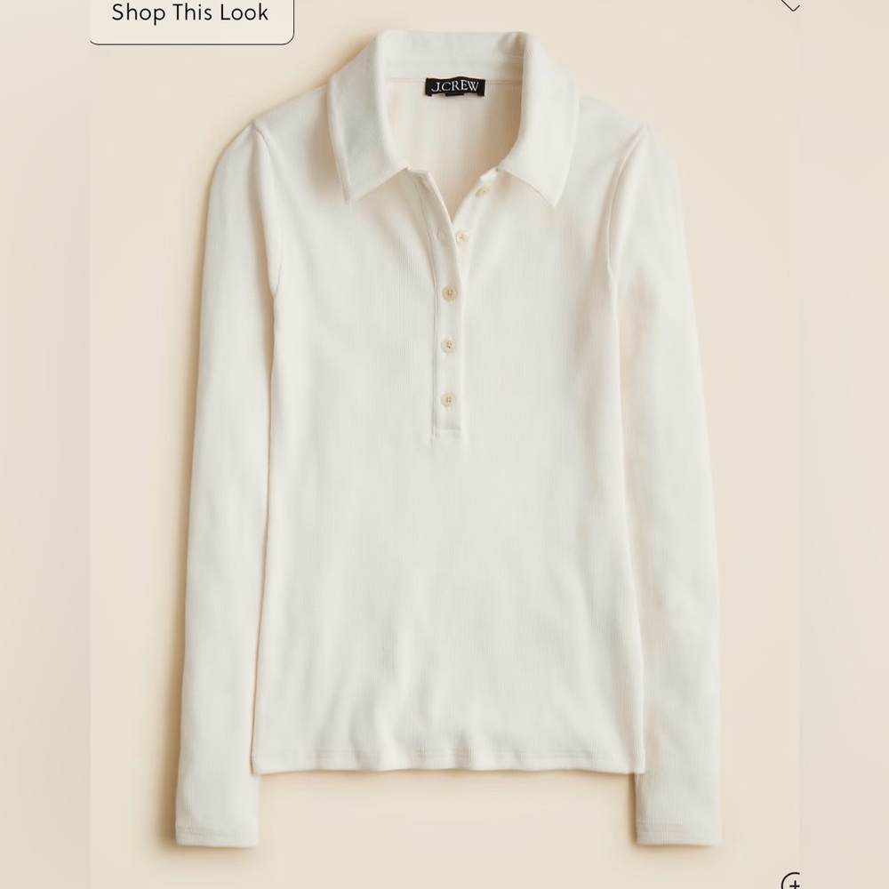 J.Crew Perfect rib polo shirt in ivory - Picture 4 of 8